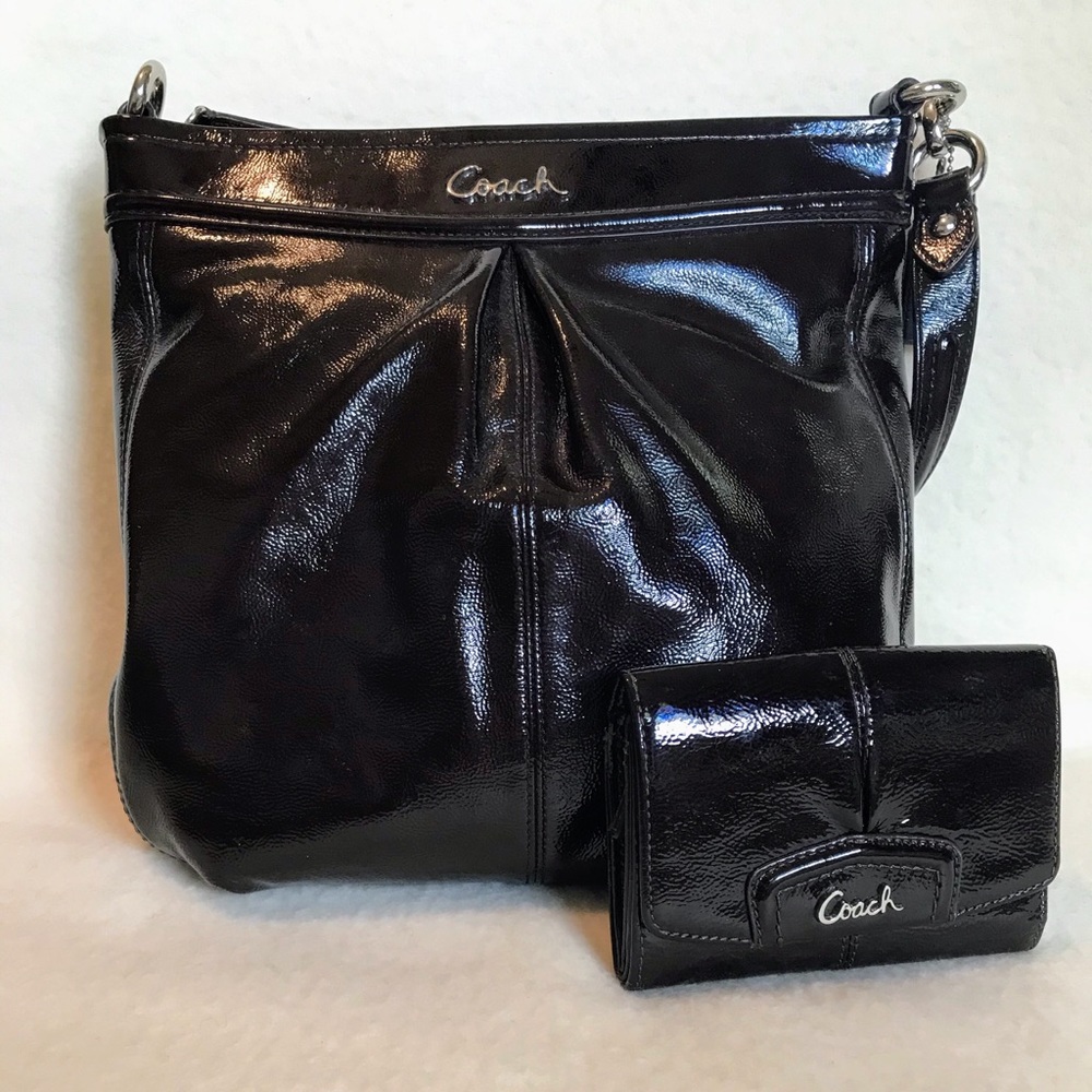 Coach patent leather Ashley bag w/wallet